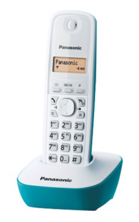 Teléfono inalámbrico Dect Panasonic KX-TG1611SPC, azul y blanco caribe
